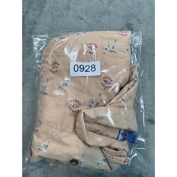 Vintage Summa Shirt Men Small Beige Aztec Print Linen Rayon Button Up Western - Picture 7 of 7